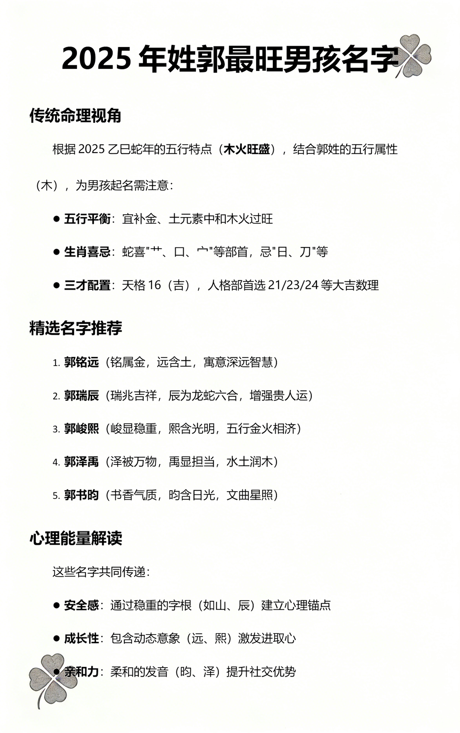 2025年7月最旺男孩名字