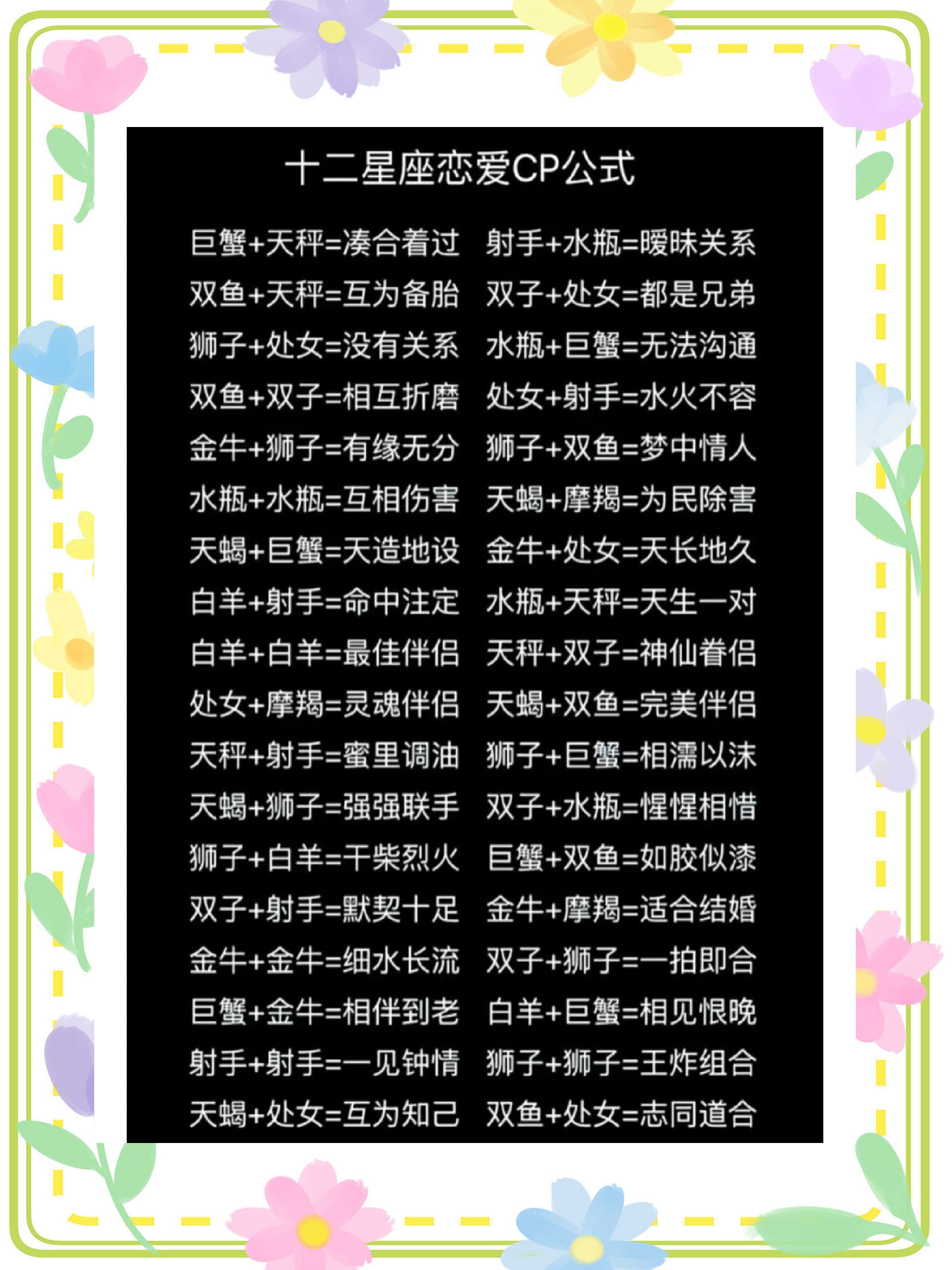 星座查询表配对