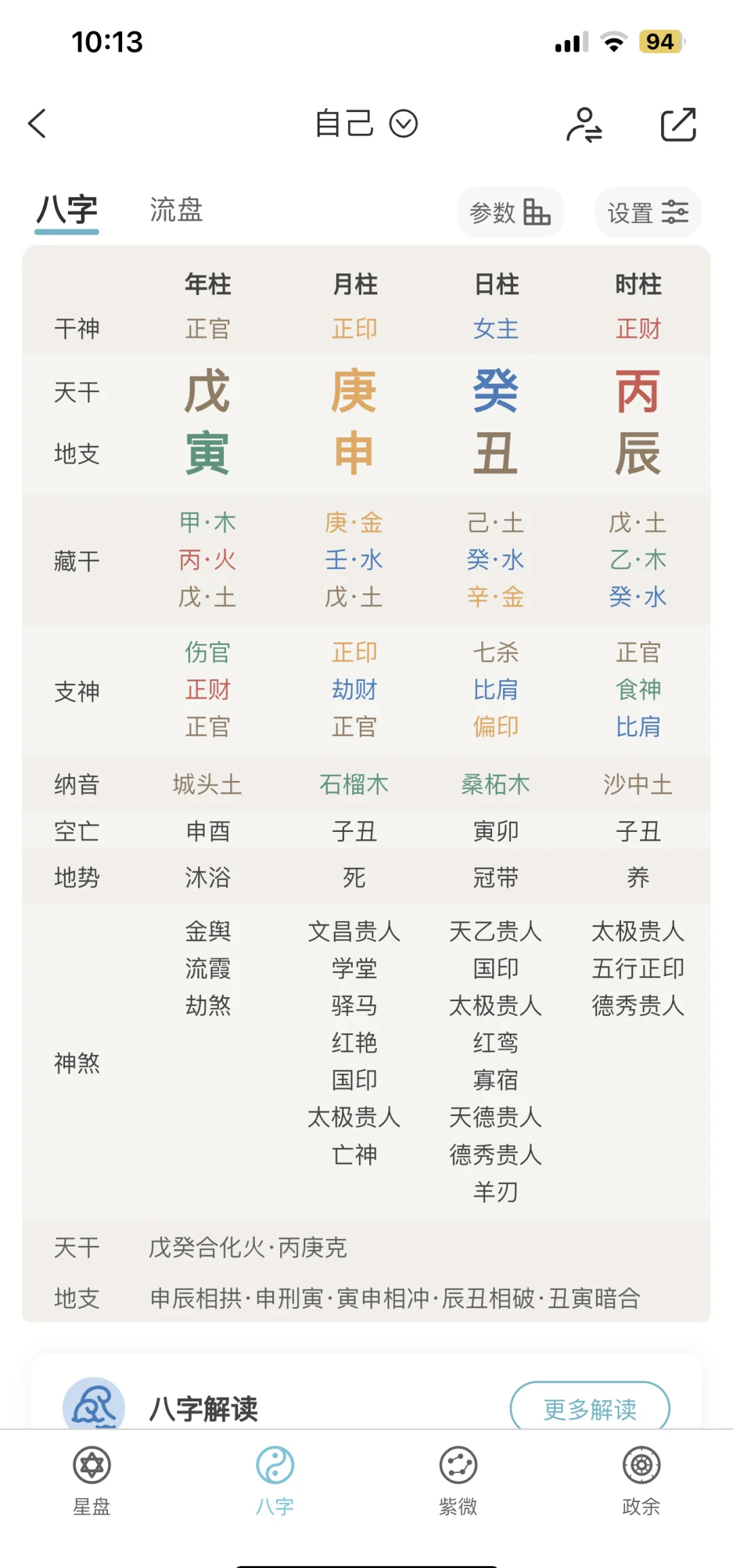 五行排盘八字排盘