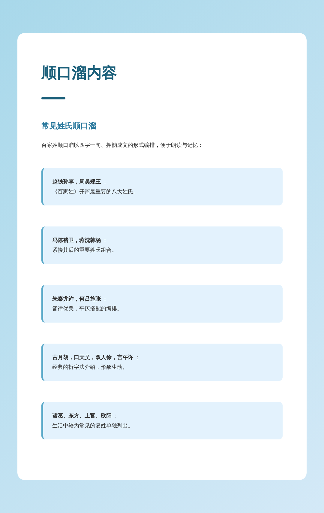 百家姓顺口溜