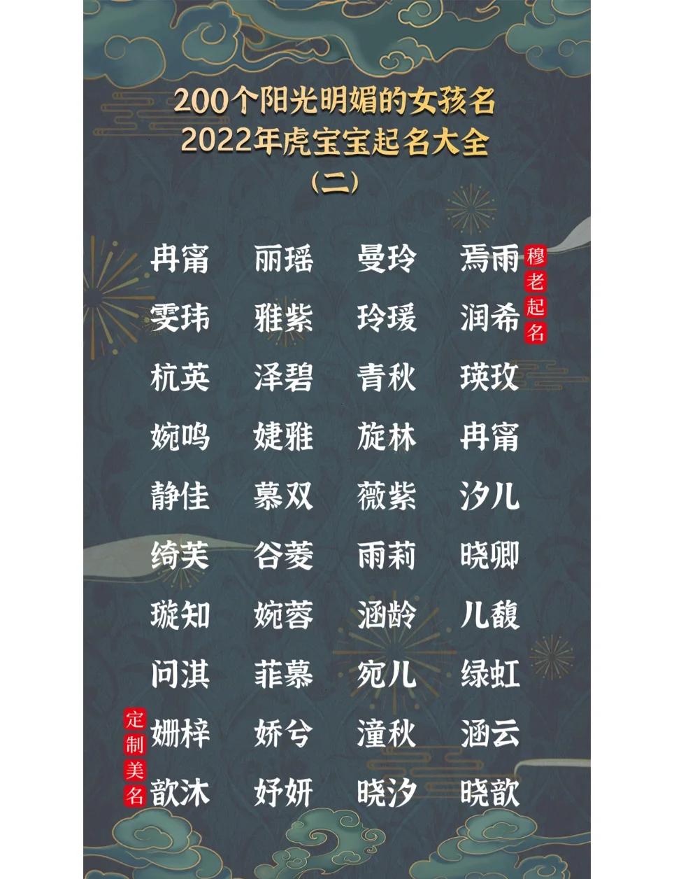 起名字大全女孩生辰八字起名2022