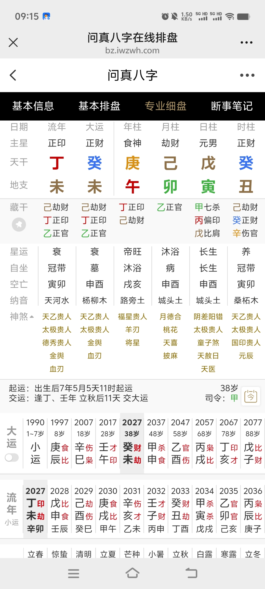问真八字排盘详细解读
