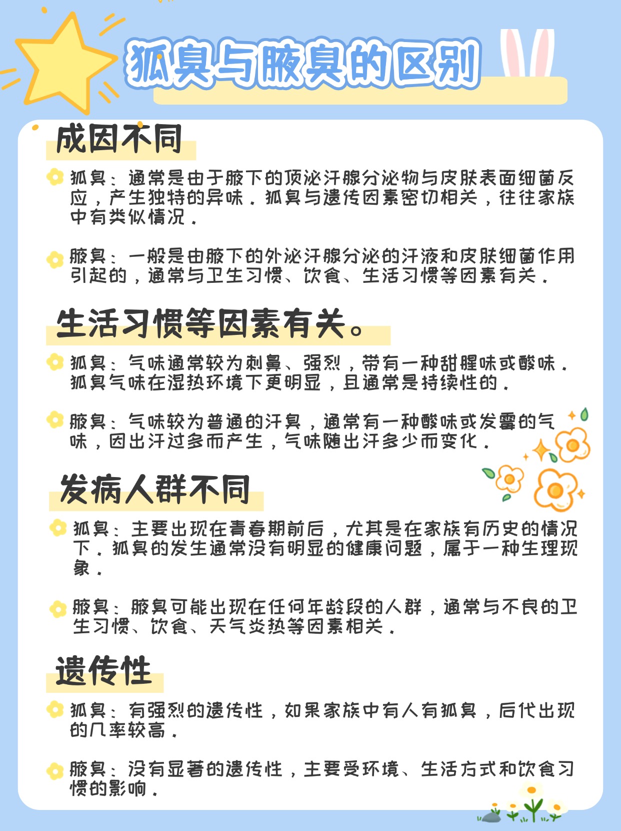狐臭和普通腋臭有什么区别 狐臭和普通腋臭有什么区别