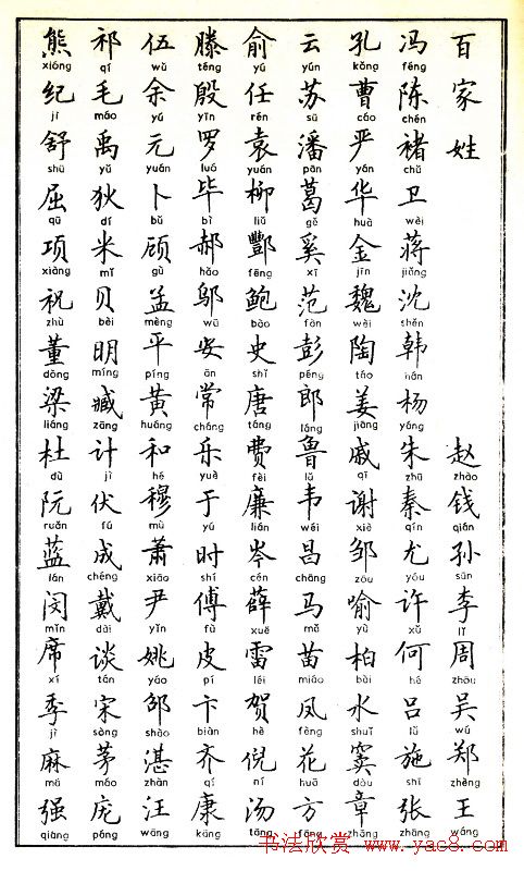 百家姓全文原版(百家姓全书全文版)