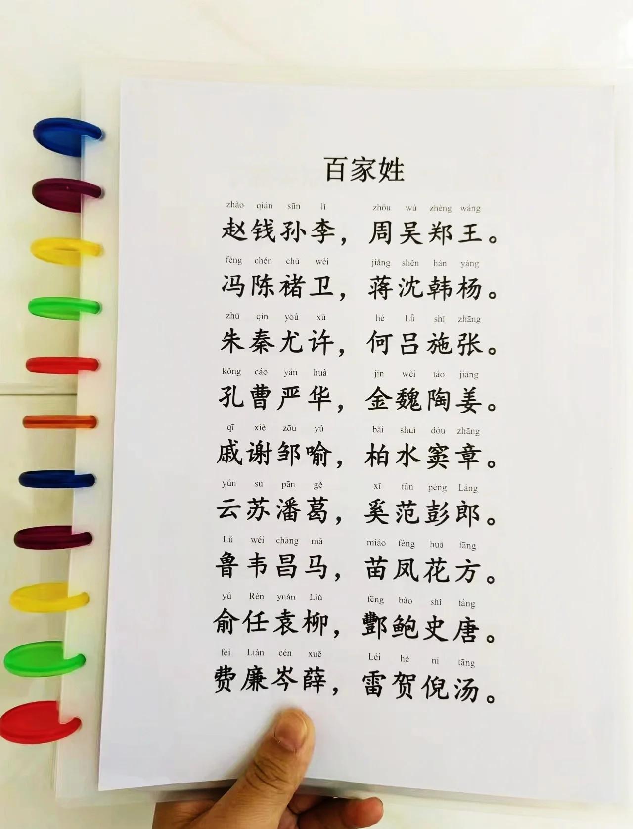 百家姓完整版打印版(百家姓全文完整版大字版)