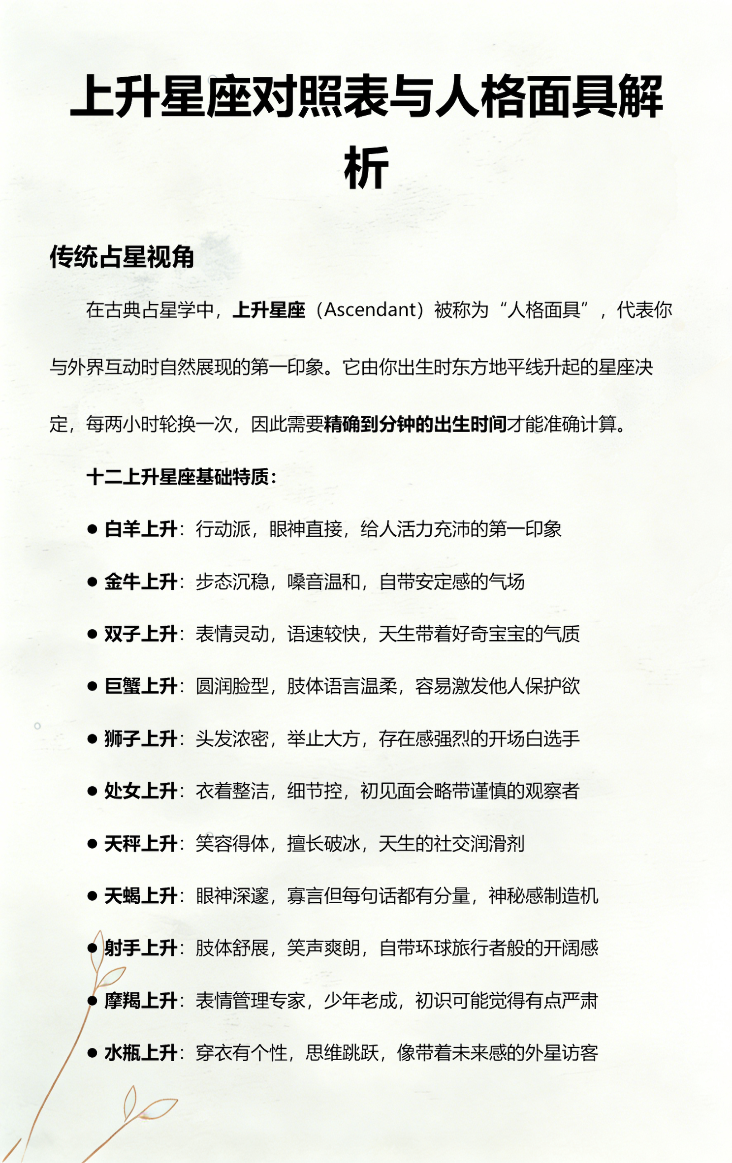 上升星座查询表完整版(上升星座查询表在线查询)