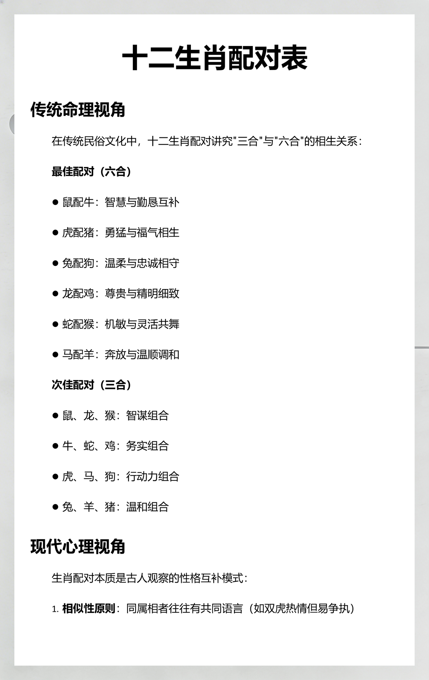 生肖配对表十二生肖顺序表(生肖配对十二生肖属相婚姻配对)