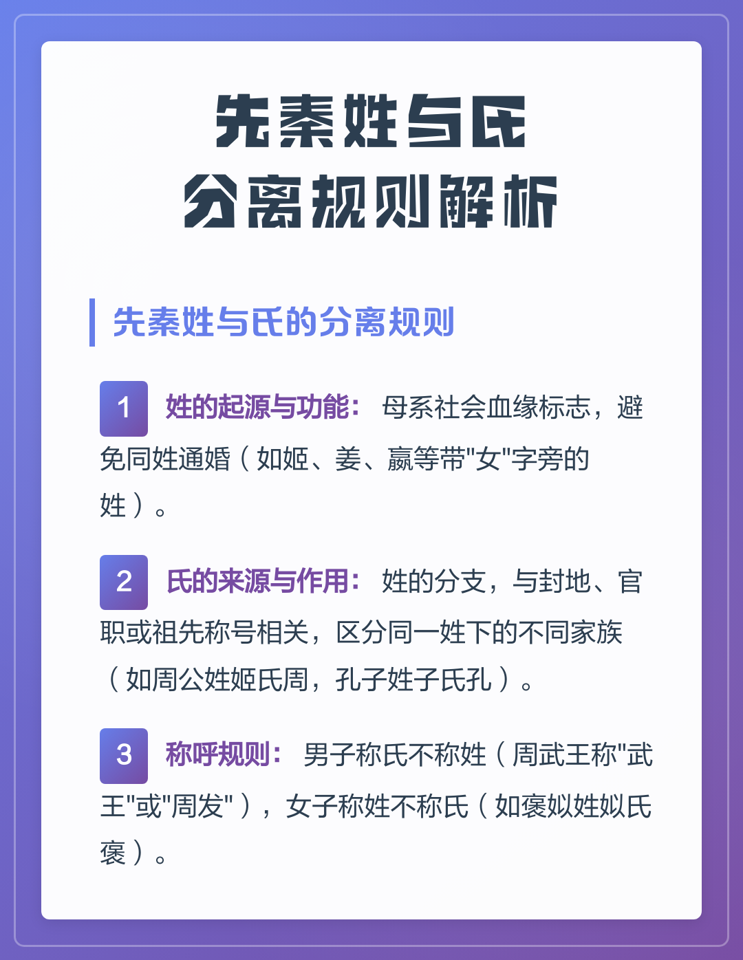 姓氏规则(姓氏xian)