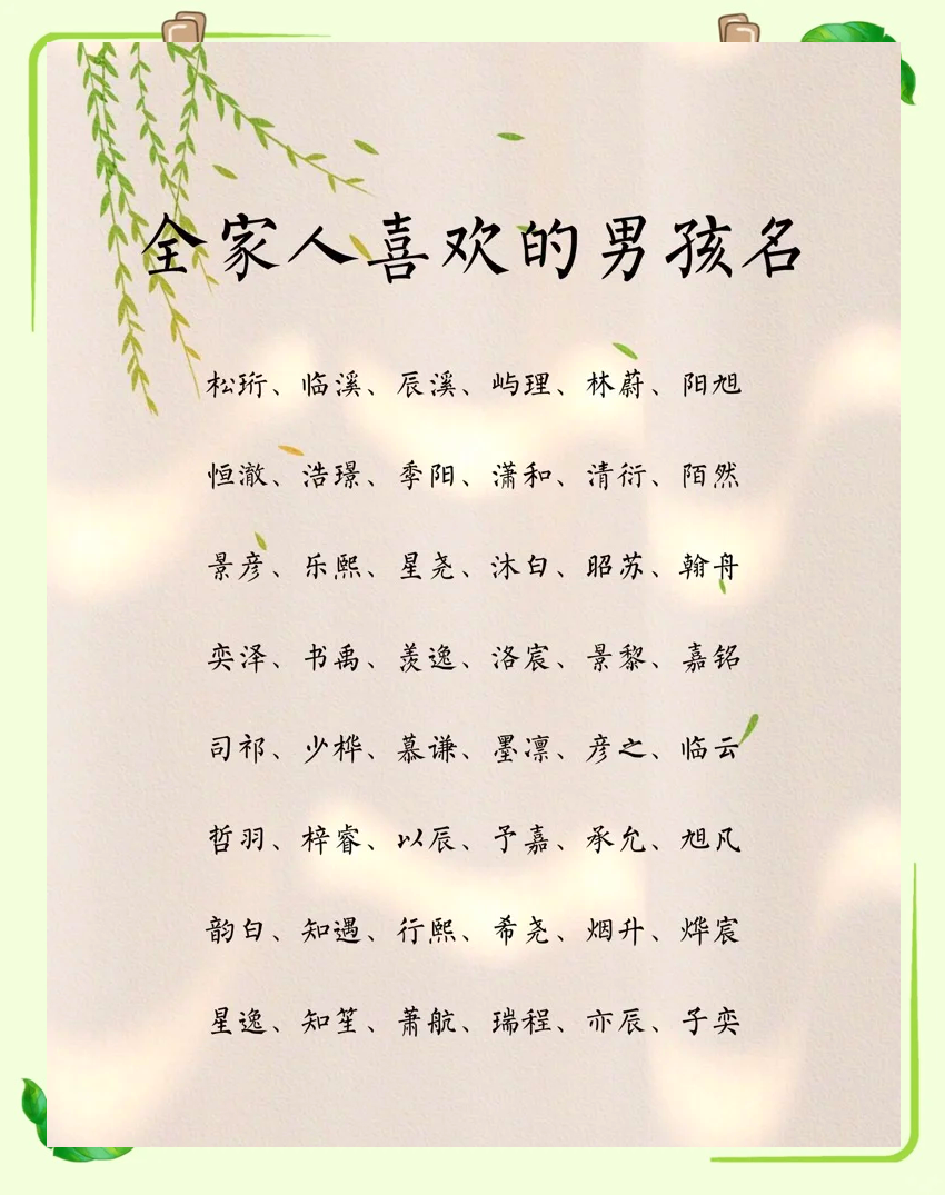 今年起名字大全男孩(今年孩子起名字大全男孩)