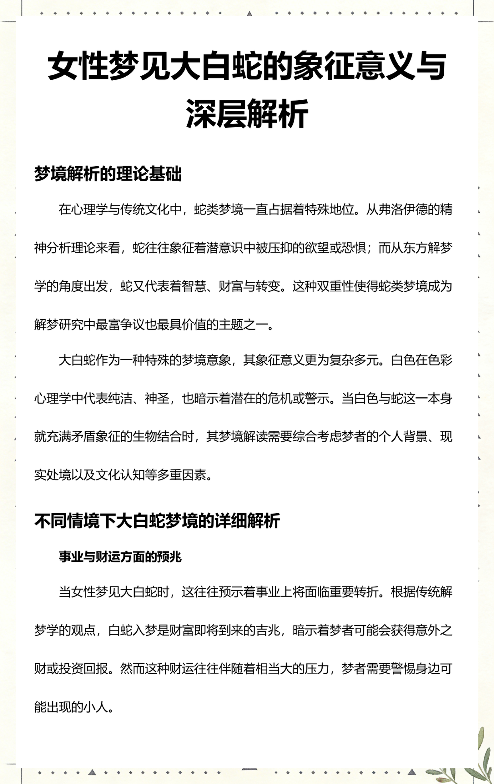 周公解梦蛇的吉祥寓意(周公解梦蛇的吉祥寓意和象征) 周公解梦蛇的吉祥寓意(周公解梦蛇的吉祥寓意和象征)