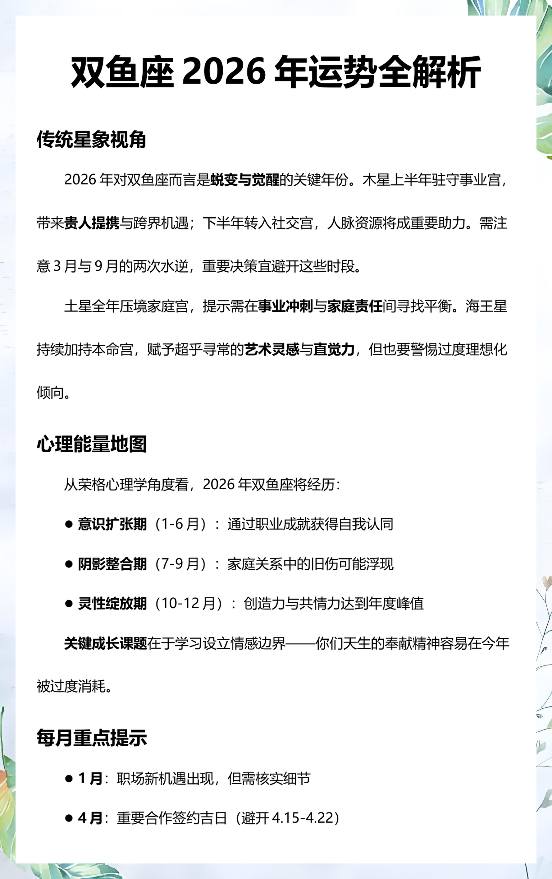 双鱼七月运势2026(双鱼2026双鱼8月运势全解析)