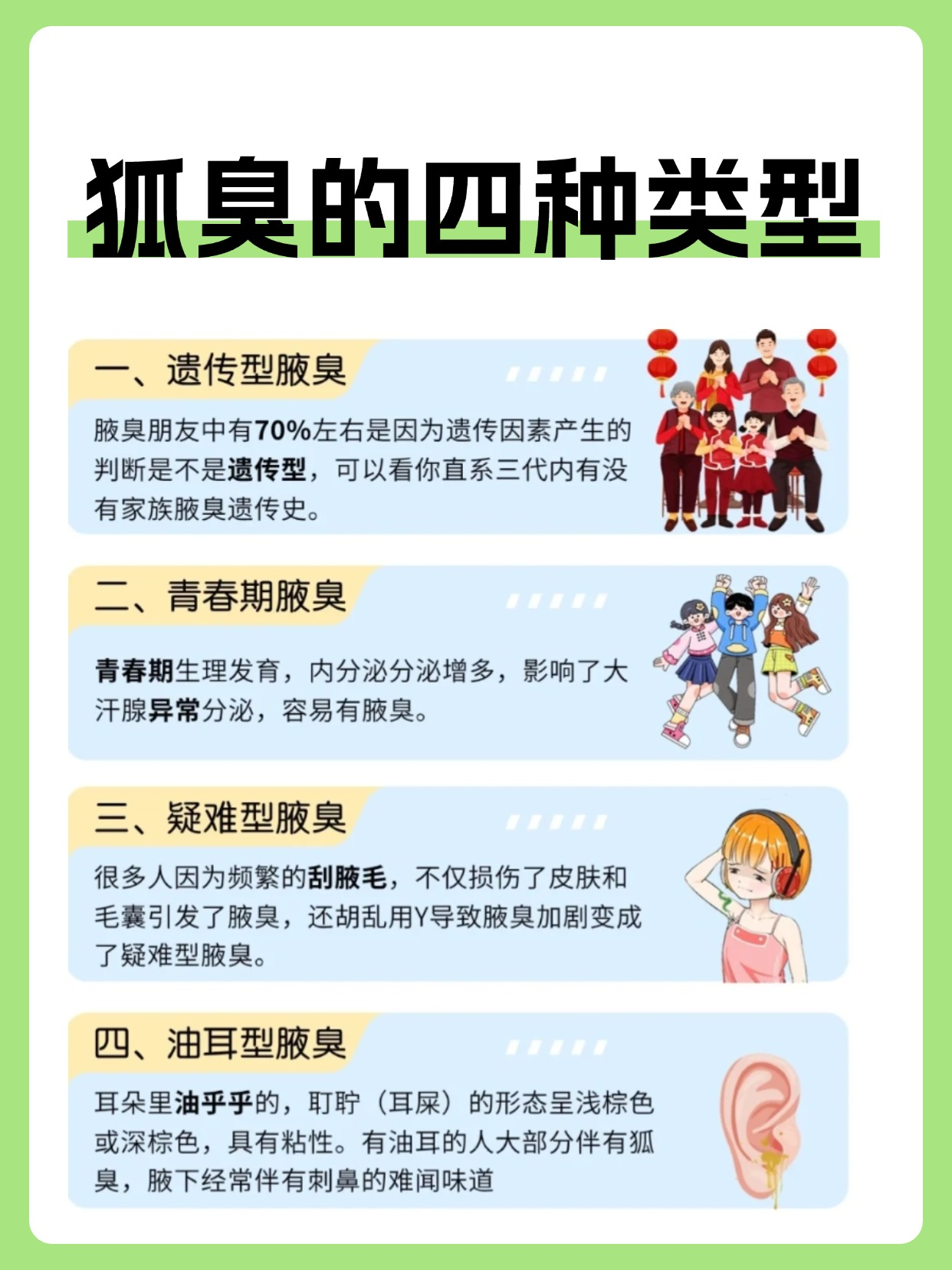 狐臭一般遗传几代人就没有了(狐臭一般遗传几代人妈妈有狐臭儿子会有吗)