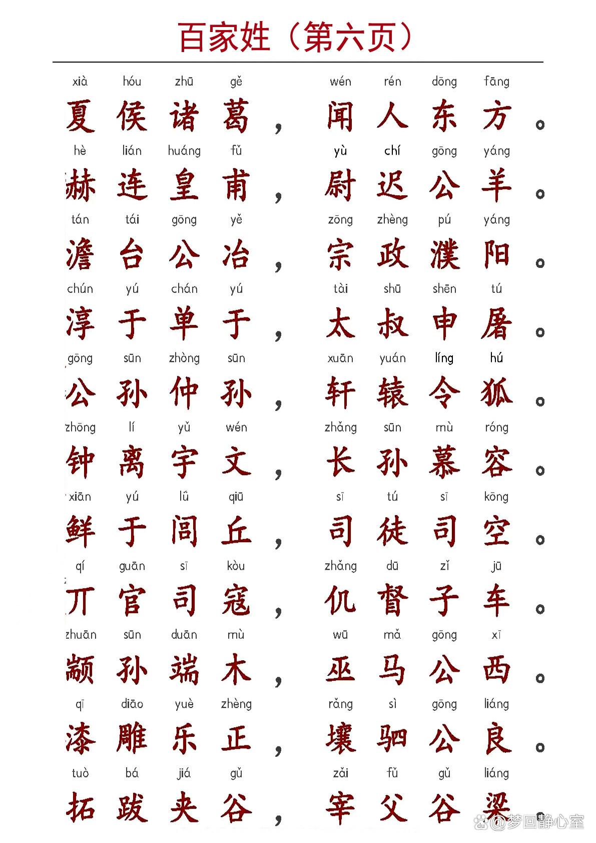 百家姓拼音全文全篇(百家姓全文儿童版带拼音大图) 百家姓拼音全文全篇(百家姓全文儿童版带拼音大图)