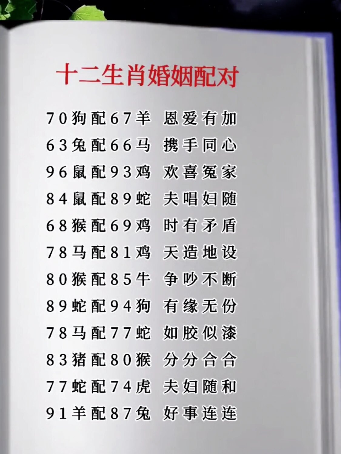 十二生肖婚配口诀怎么背(十二生肖婚配口诀怎么背的)