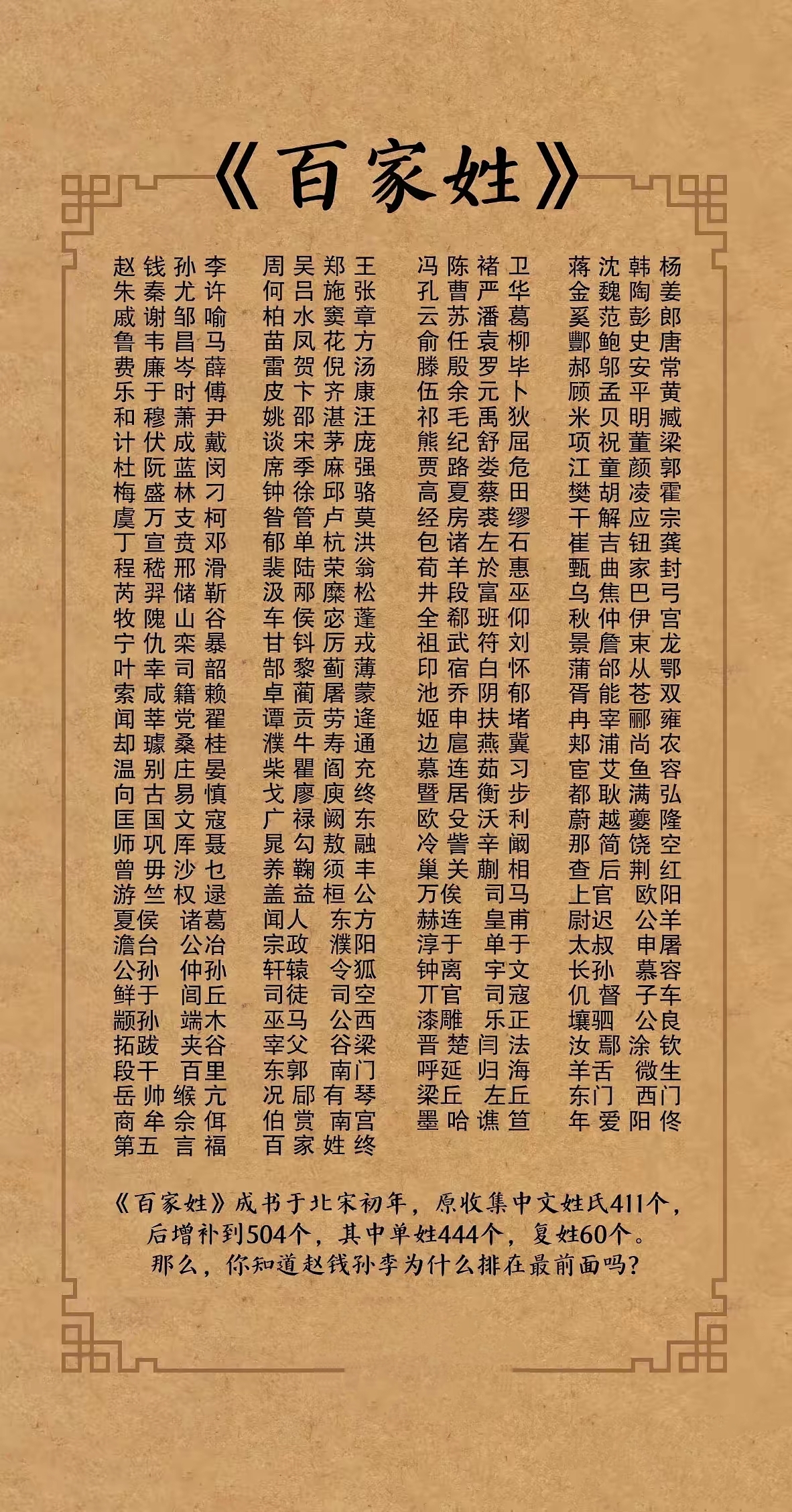 百家姓一共几个(百家姓总共多少个) 百家姓一共几个(百家姓总共多少个)