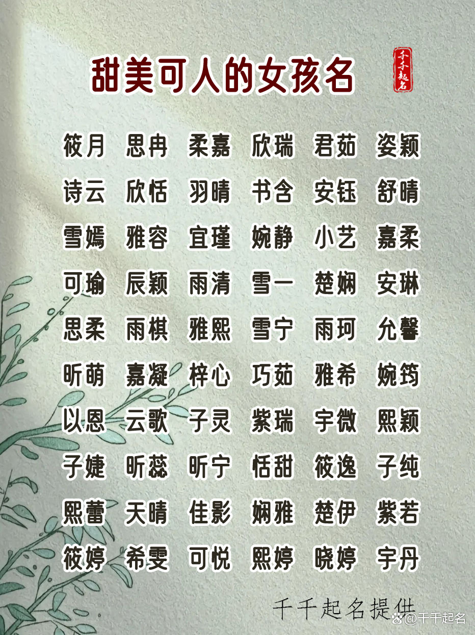 起名字女孩(孩子起名字女孩)