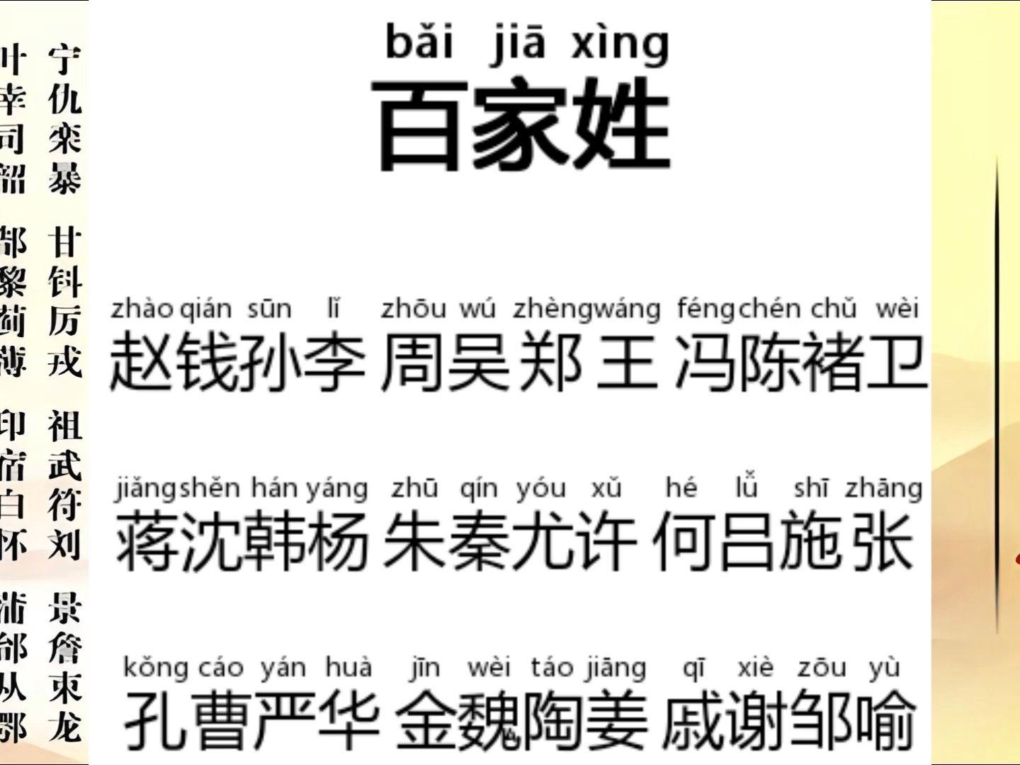 百家姓全文原声朗读(百家姓朗读全文朗读慢点)