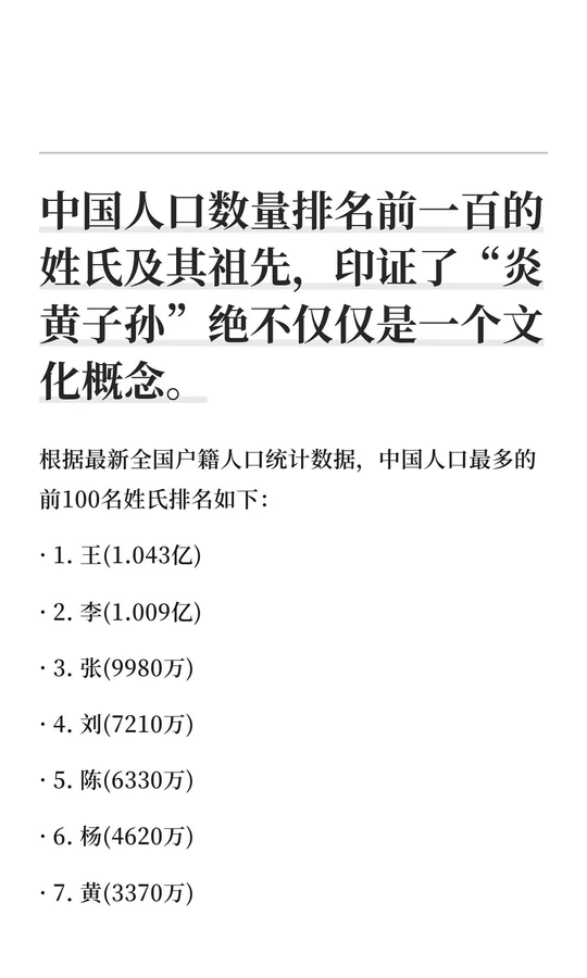 百家姓人数排名1一100名(百家姓排名1一100名人口数量)