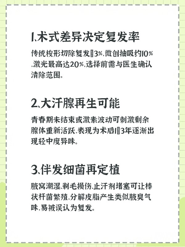 腋臭手术复发率高吗(传统腋臭手术复发率高吗)