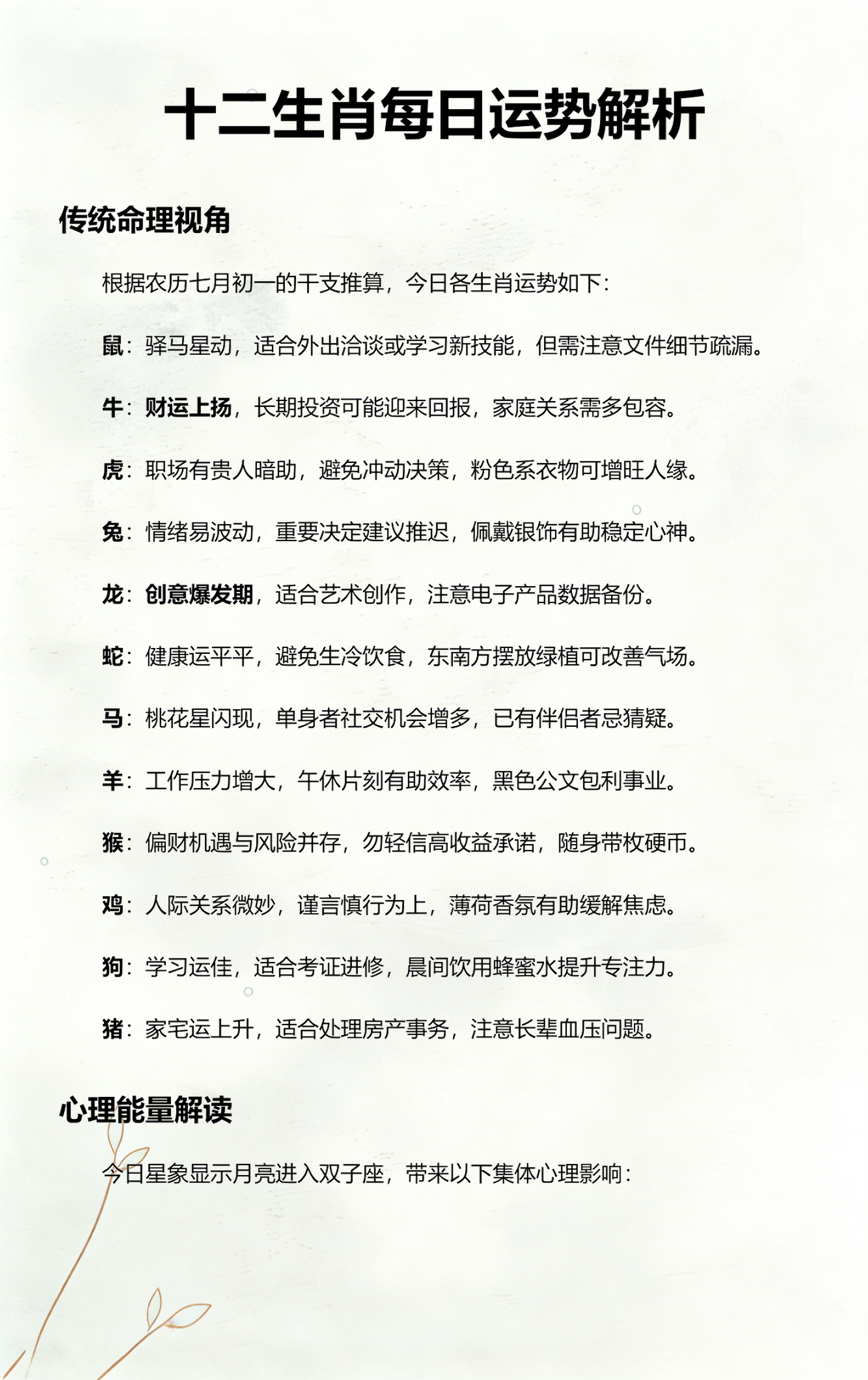 今日运势每日运程解析(今日运势每日运程最新版) 今日运势每日运程解析(今日运势每日运程最新版)