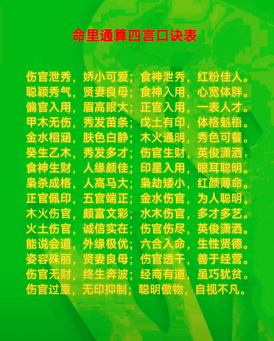 八字命理必背口诀(八字命理必背口诀完整版)