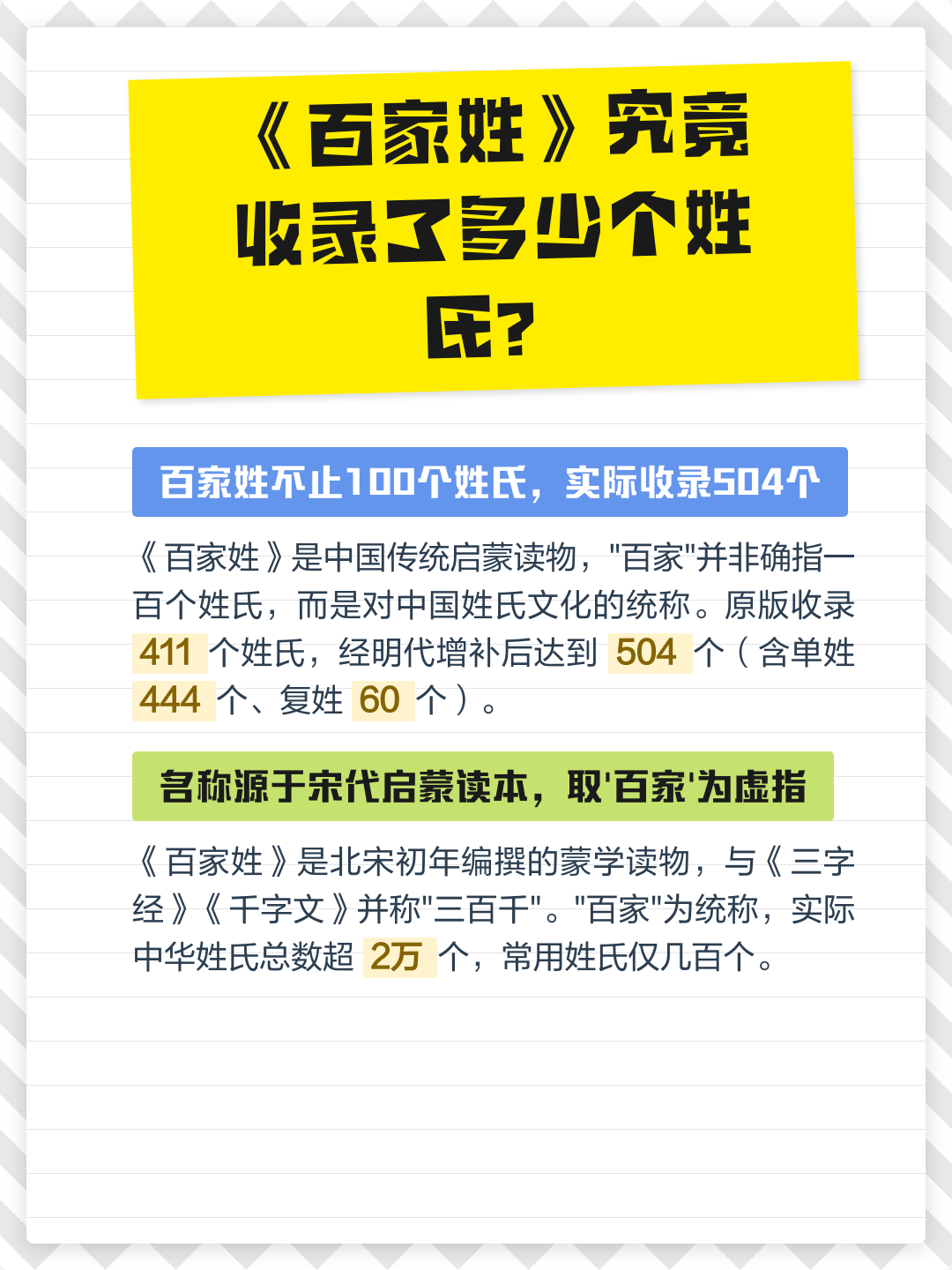 百家姓究竟多少姓(百家姓一共有多少個姓)